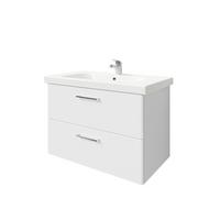 Mosdó Alsószekrény Carina - krómszínű/magasfényű fehér, Modern, faalapú anyag/kerámia (82/57/45cm)