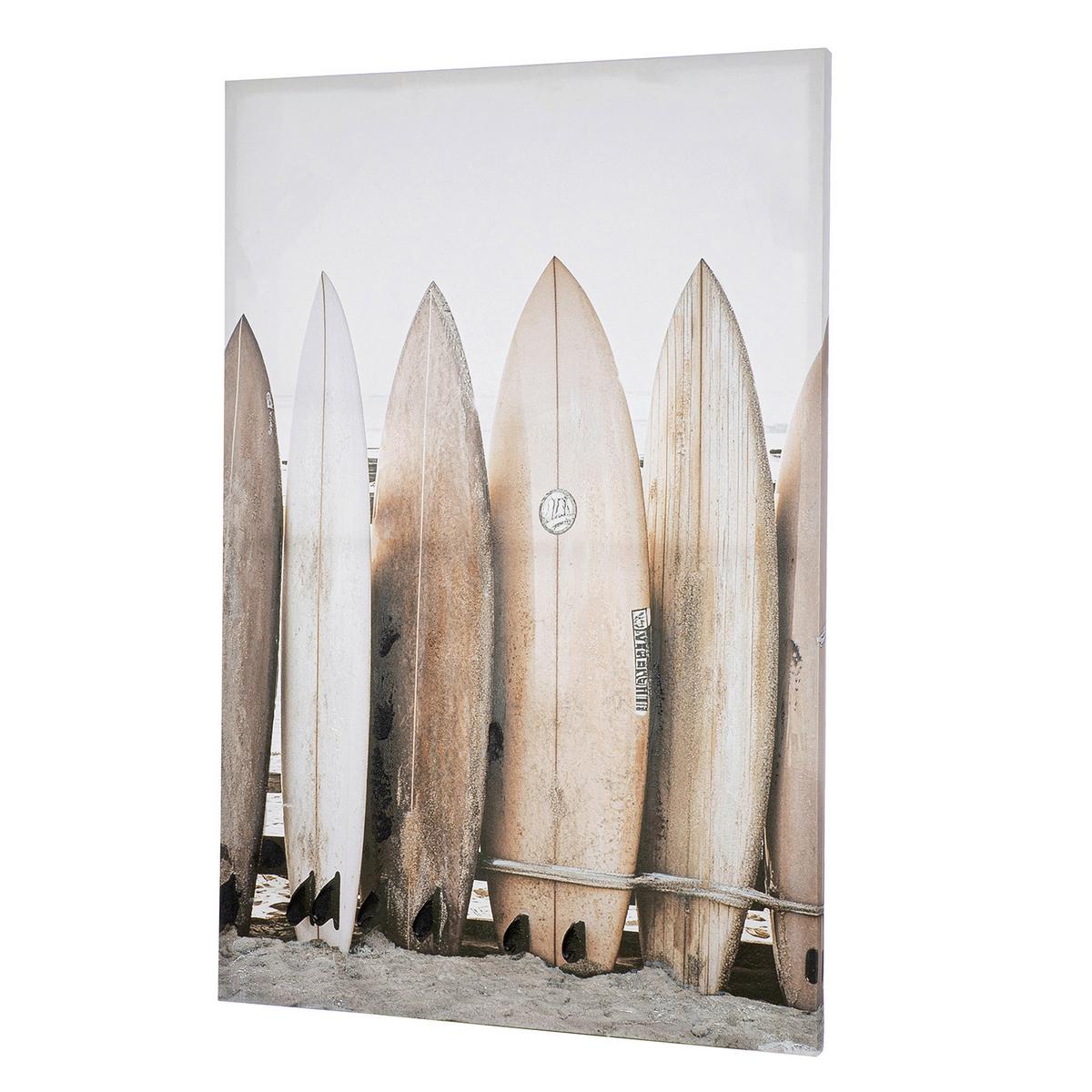 Leinwandbild Surfbretter Creme/Hellbraun - Hellbraun/Creme, Basics, Textil (80/120/3,5cm)