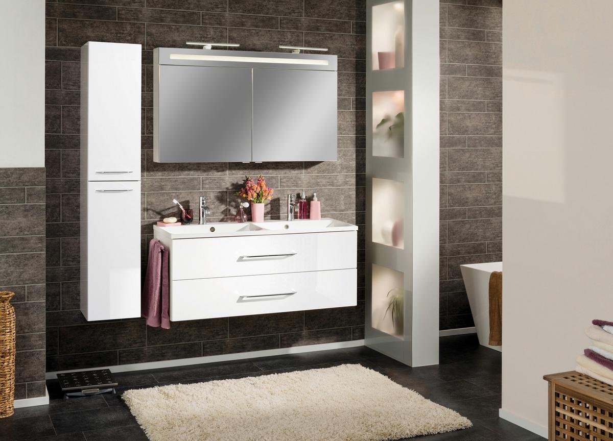 Hochschrank "B.Clever" , weiß - Alufarben/Weiß, MODERN, Glas/Holzwerkstoff (30/159/32cm) - MID.YOU