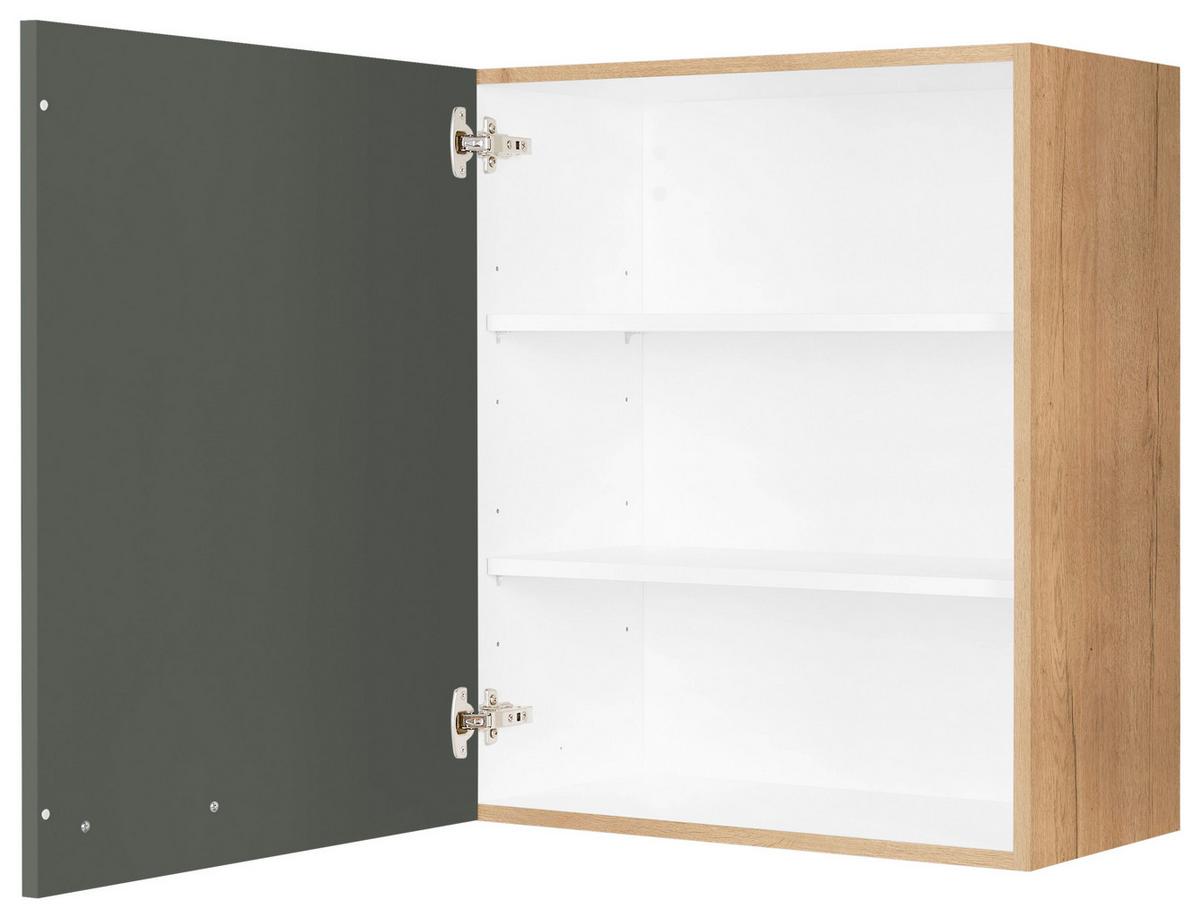 Küchenoberschrank Easytouch Grün - Eichefarben/Schwarz, MODERN, Holzwerkstoff/Metall (60/72/35cm) - Nobilia