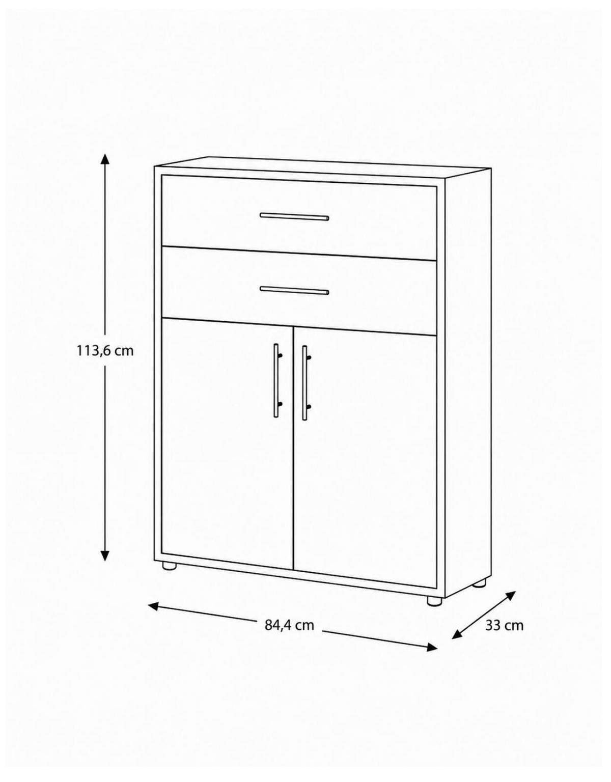 AKTENSCHRANK OFFICE EDITION - Weiß Hochglanz/Anthrazit, LIFESTYLE, Holzwerkstoff (84,4/113,6/33cm) - MID.YOU