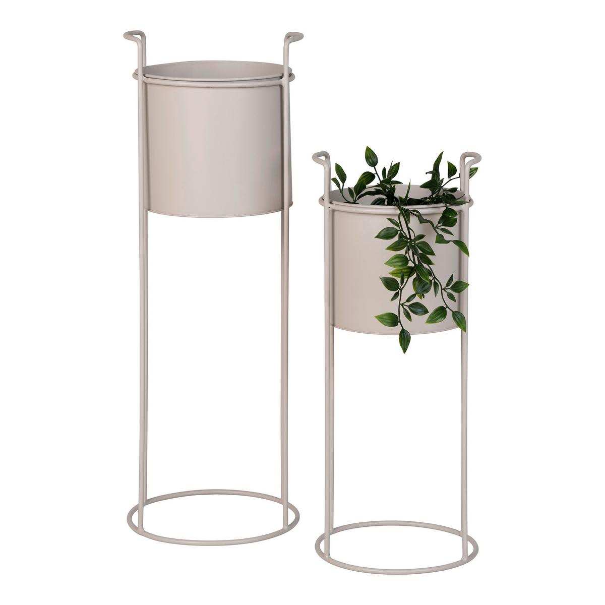 Übertopf-Set Rabo Flowerpot Beige 2-teilig - Beige, Design, Metall