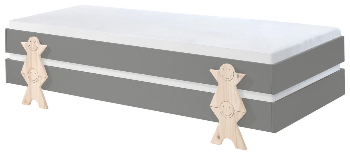 Stapelbett Modulo Grau - Grau/Kieferfarben, MODERN, Holz/Holzwerkstoff (90/200cm) - Vipack