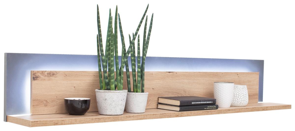 PÓŁKA ŚCIENNA CORTONA - kolor dębowy/antracytowy, Design, materiał drewnopochodny (139/24/20cm) - Livetastic