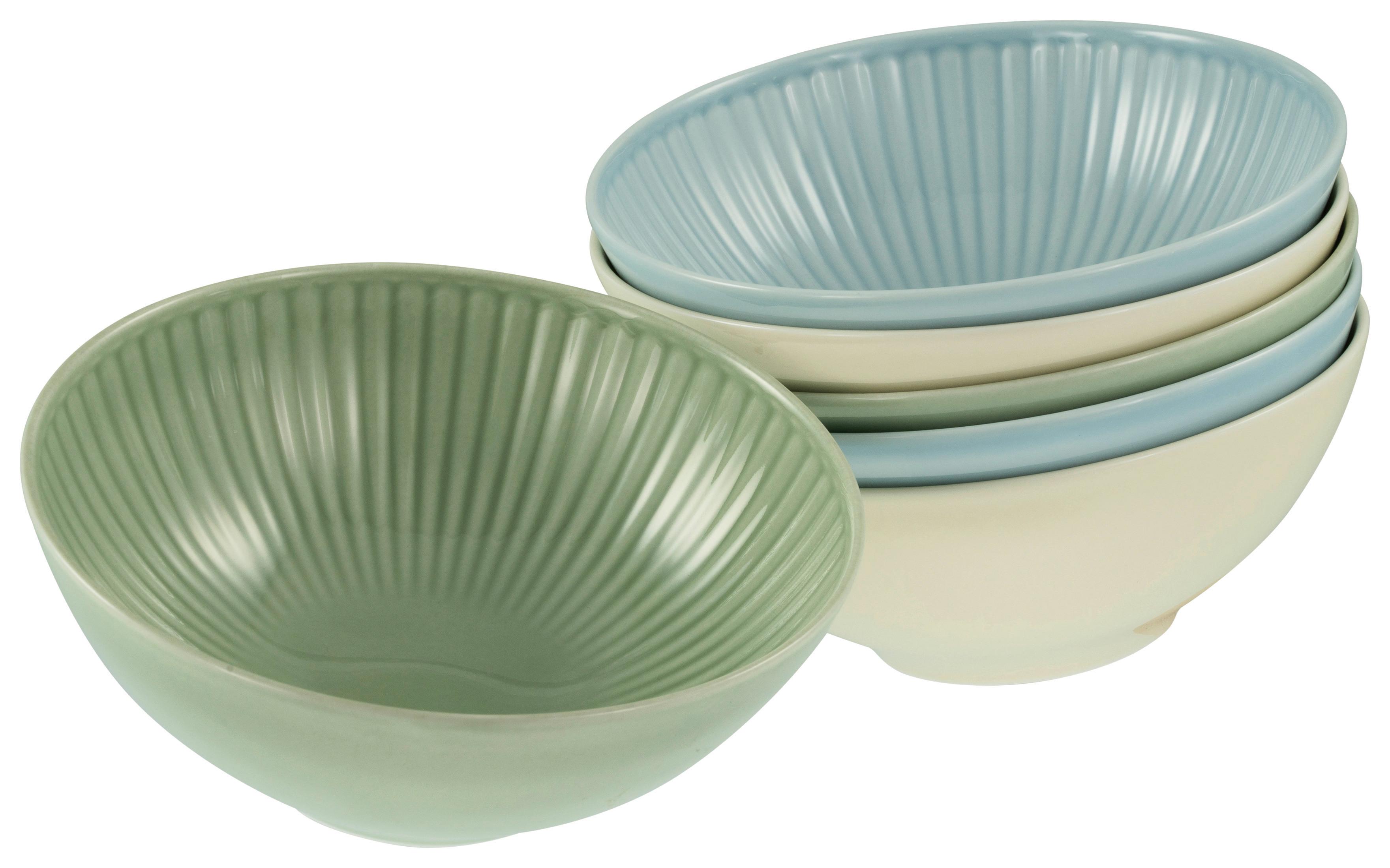 Set Skodelic Za Kosmiče Valencia, 6-Delni - pastelno modra/krem barve, Basics, keramika (17cm) - Creatable
