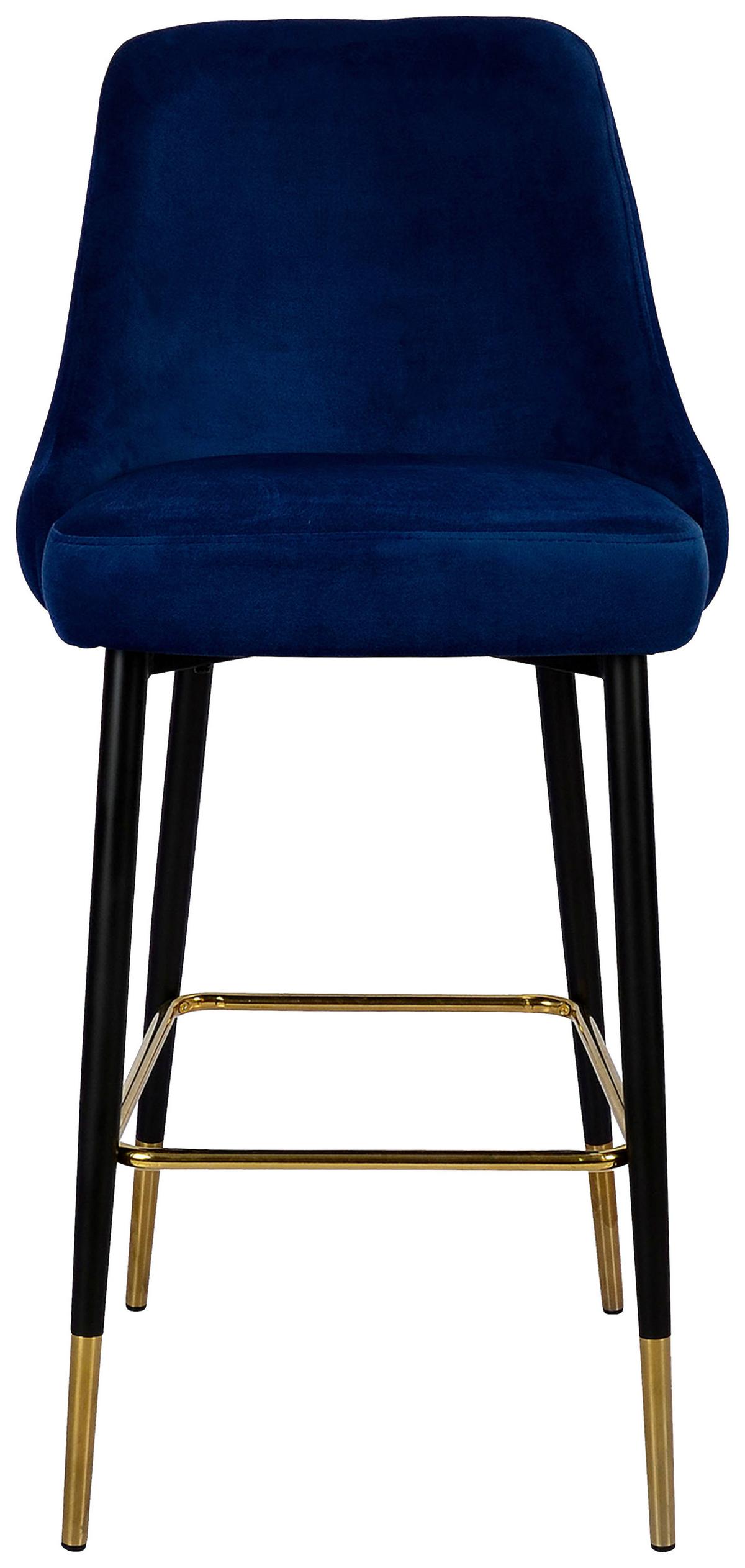 Barhocker Mojo 100 - Blau/Goldfarben, Modern, Textil/Metall (53/110/57cm) - Kayoom