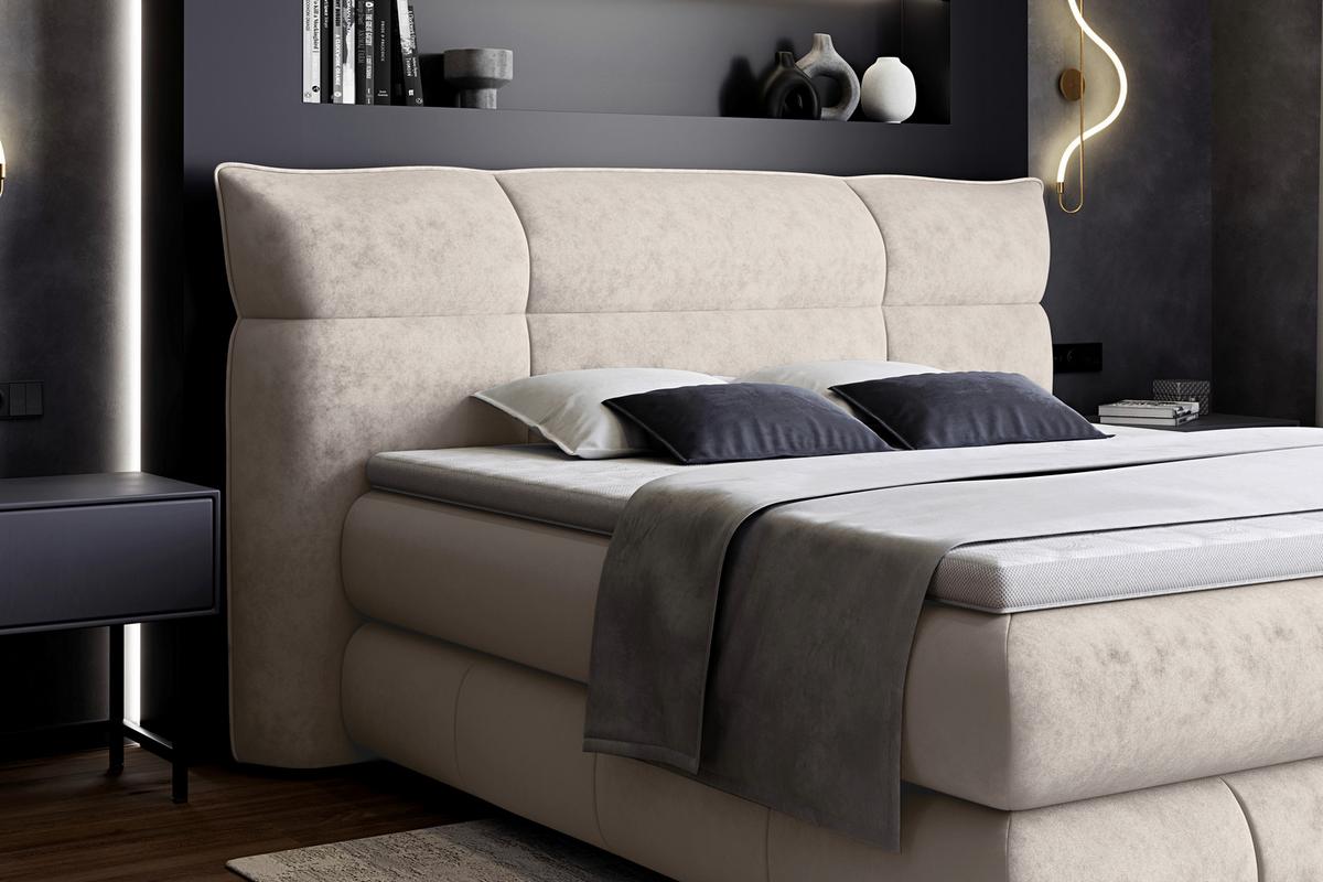 Boxspring Krevet Carmelo - bež/crna, Trend, tekstil/plastika (140/200cm) - Premium Living