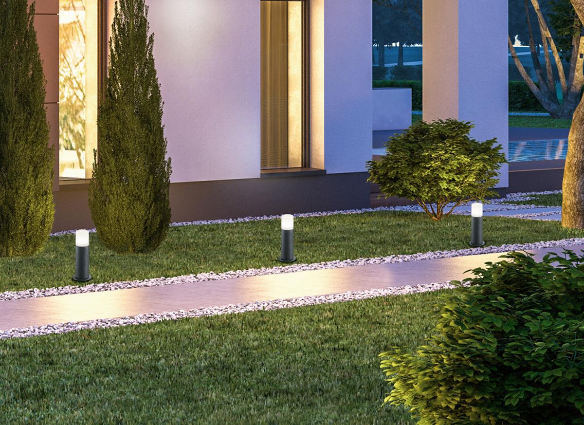 Wegleuchte Hoosic in Anthrazit max. 28 Watt - Anthrazit/Weiß, Design, Kunststoff/Metall (8,5/30cm) - Trio Leuchten