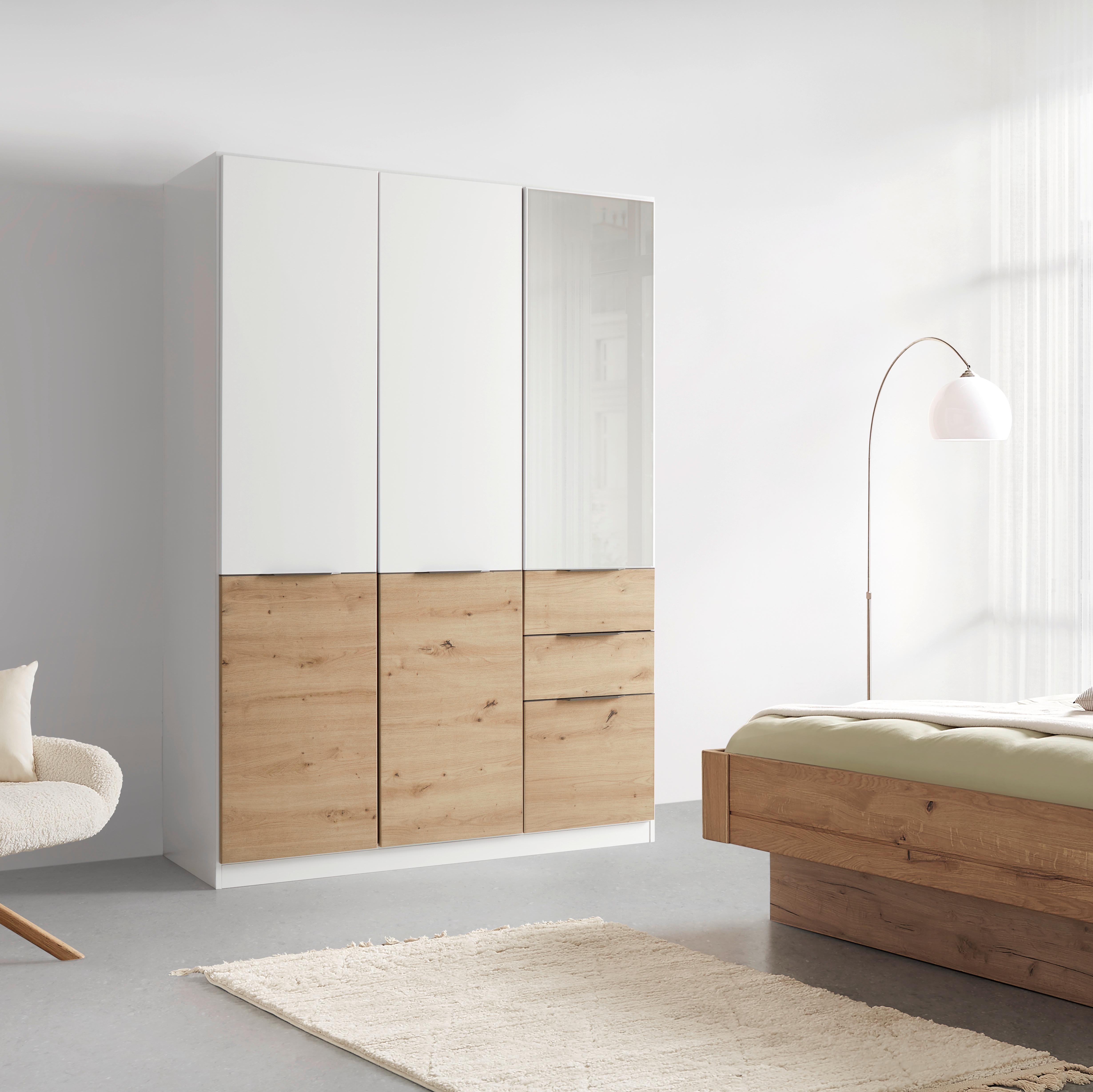 Drehtürenschrank Max Weiss/Eiche Artisan - Weiss/Eiche Artisan, Konventionell, Holzwerkstoff/Kunststoff (136/197/54cm) - Mömax