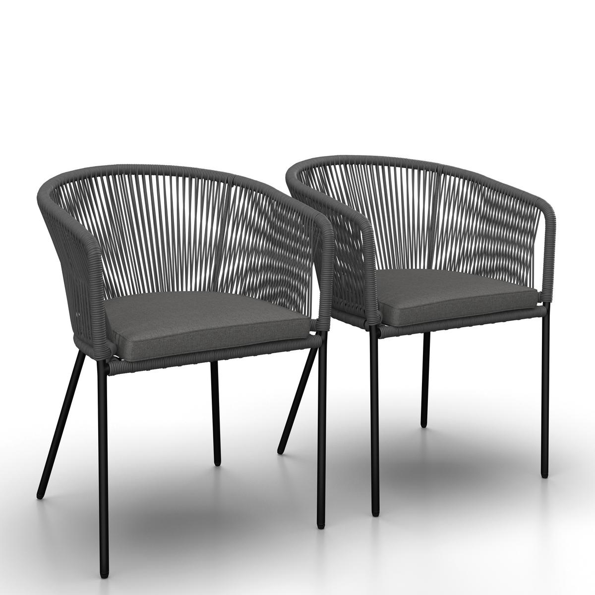Set Vrtnih Stolov Victor, 2 Kos, Temno Siva - temno siva, Moderno, kovina/tekstil (56/59/78cm) - Bessagi Garden