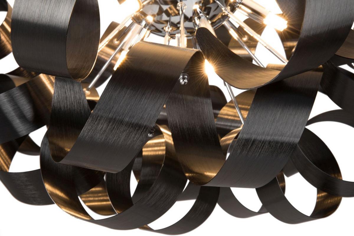 LAMPA SUFITOWA LED CURLY - czarny/kolor chromowy, Design, metal (42/24cm)