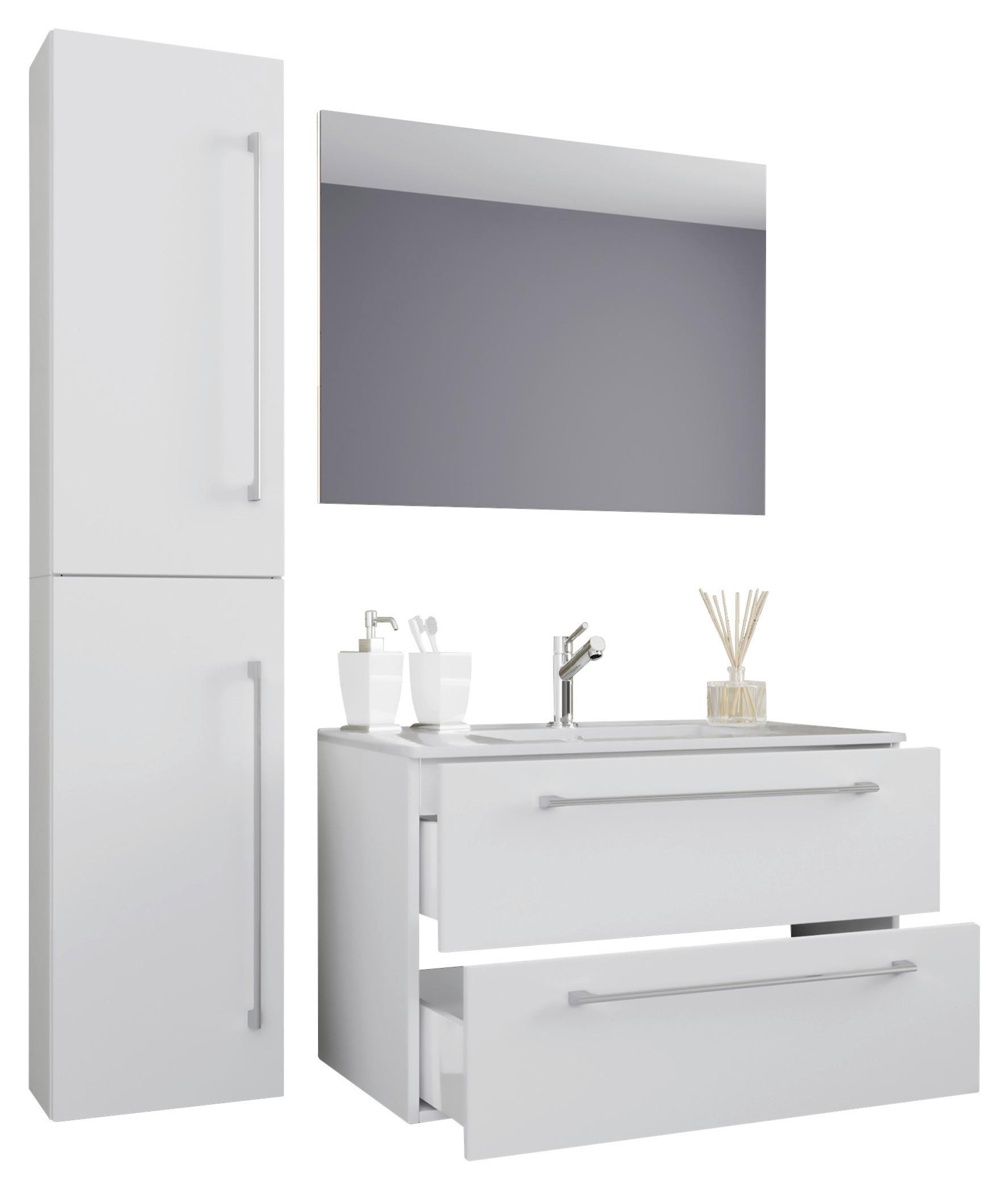 Kopalnica Badinos, Bela - bela, Moderno, leseni material/keramika (113cm) - MID.YOU