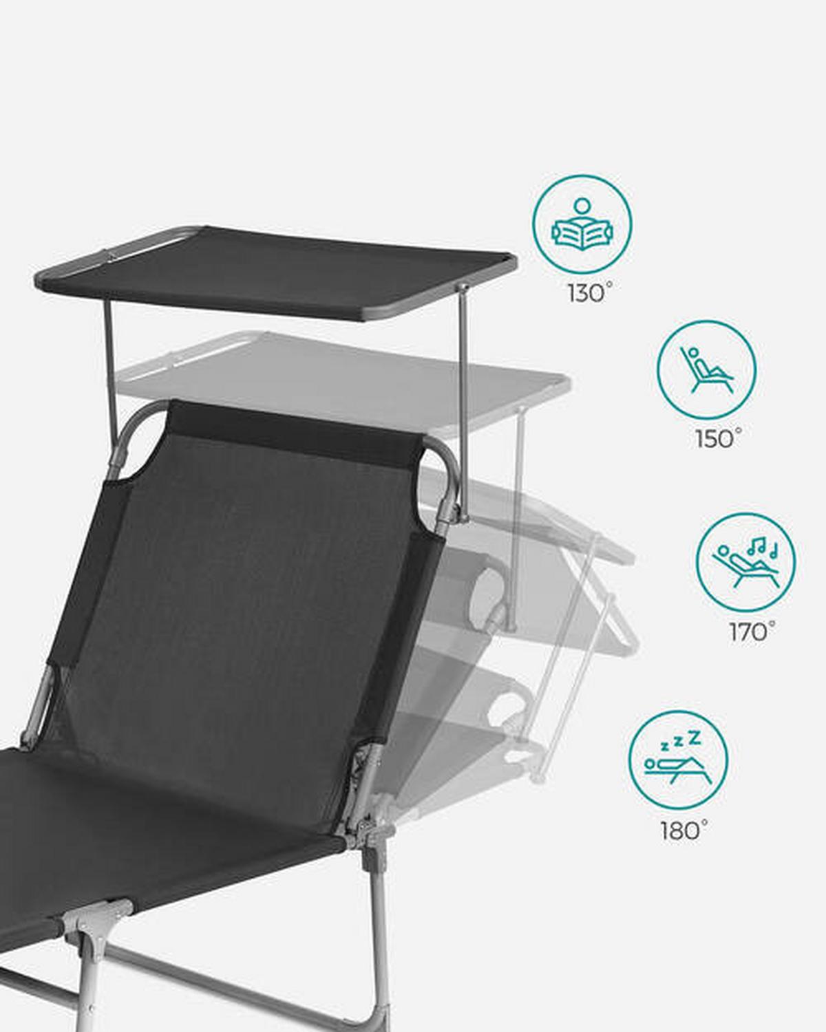 Sonnenliege Großer Liegesessel Grau ca. 53x29,5x193cm - Grau, Basics, Textil/Metall (53/29,5/193cm) - Modante