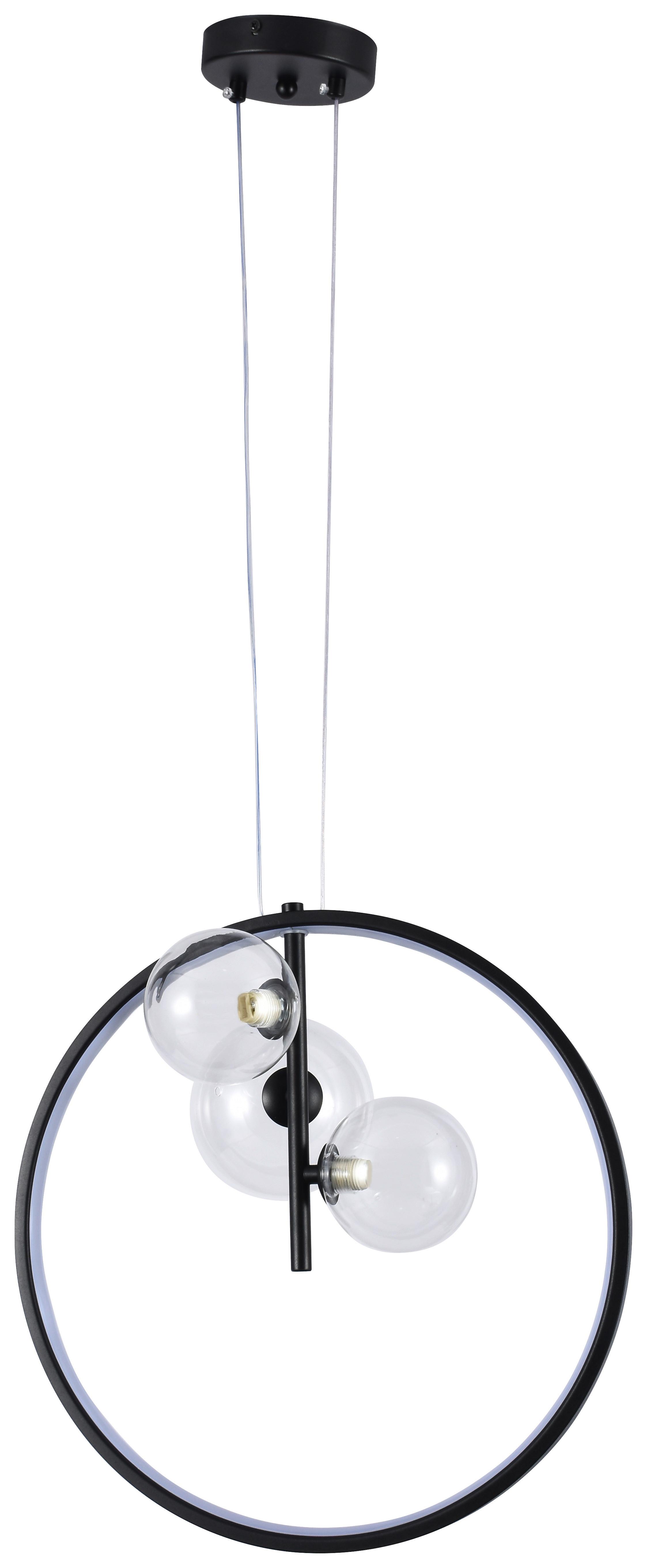 LED-Hängeleuchte Ribn Schwarz/Transparent max. 6 W - Transparent/Schwarz, MODERN, Glas/Metall (40/163cm) - Modern Living