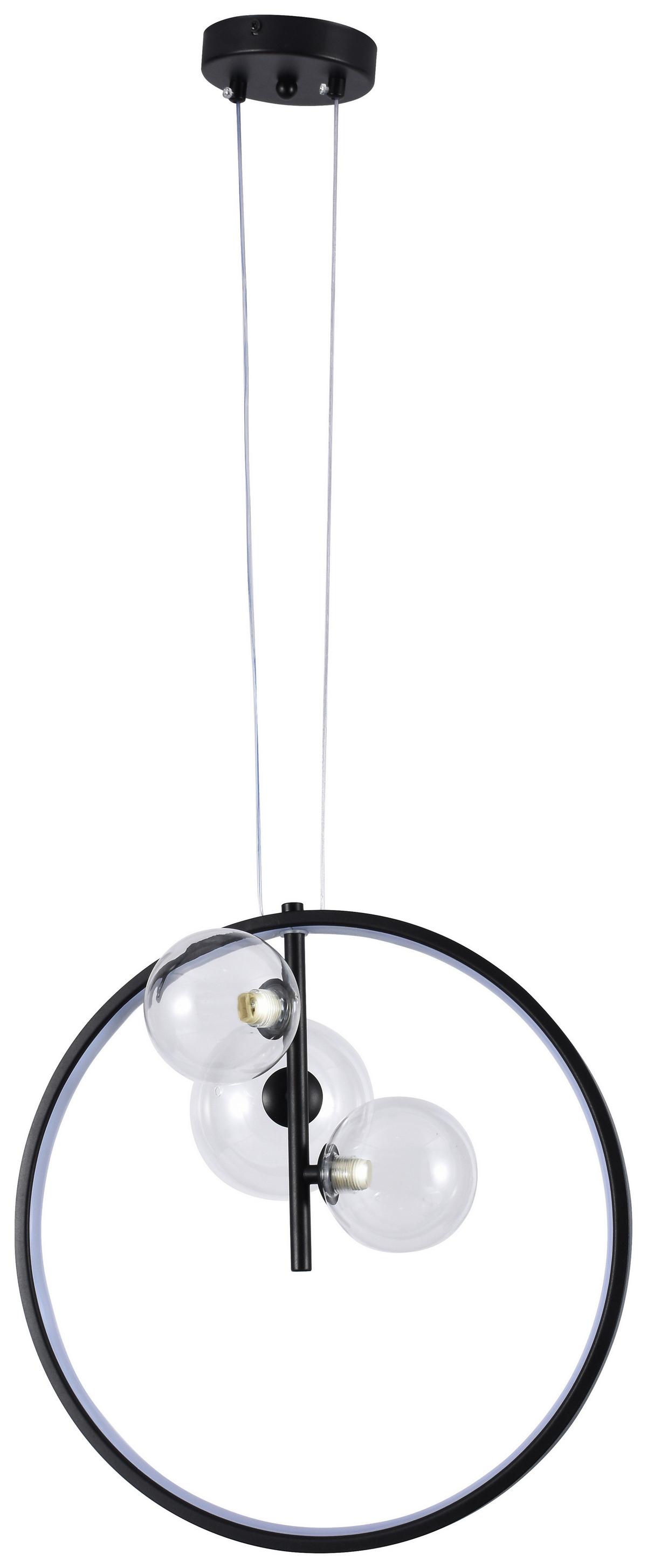 Függőlámpa Ribn - fekete/áttetsző, Modern, Üveg/fém (40/163cm) - Modern Living