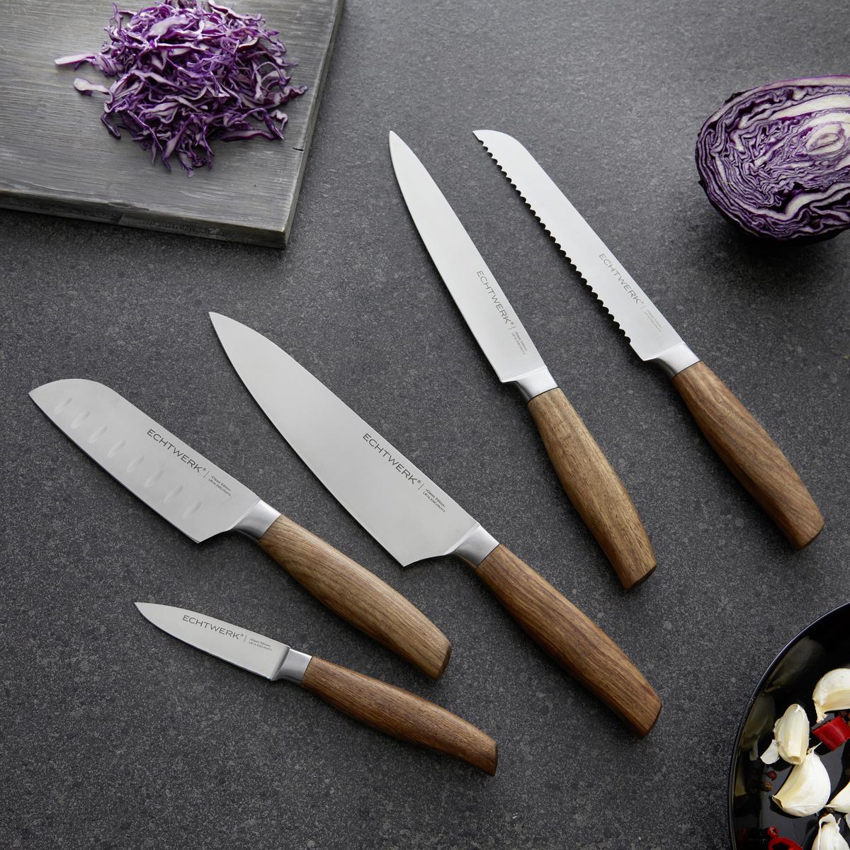 NÓŻ SANTOKU ECHTWERK CLASSIC EDITION - brązowy, Modern, metal/drewno (28,9cm) - Echtwerk