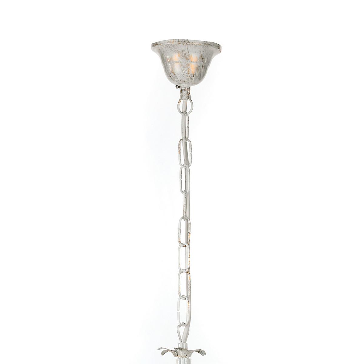 Kristall-Hängeleuchte Karen Weiß max. 6 Watt - Weiß, Natur, Glas/Textil (60/105cm)