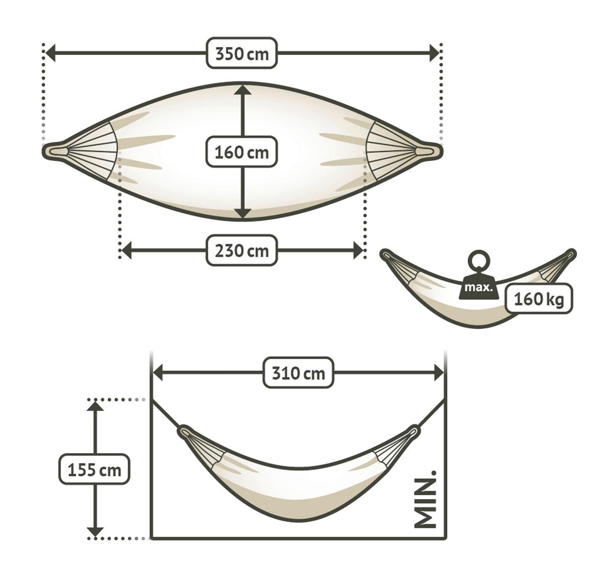 Hängematte Classic Double Hammock Blau - Blau, KONVENTIONELL, Textil (160/350cm) - La Siesta