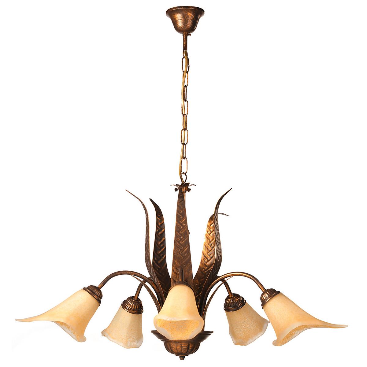 Kronleuchter Alga Bronzefarben max. 22 Watt - Bronzefarben, KONVENTIONELL, Glas/Metall (75/75/100cm)