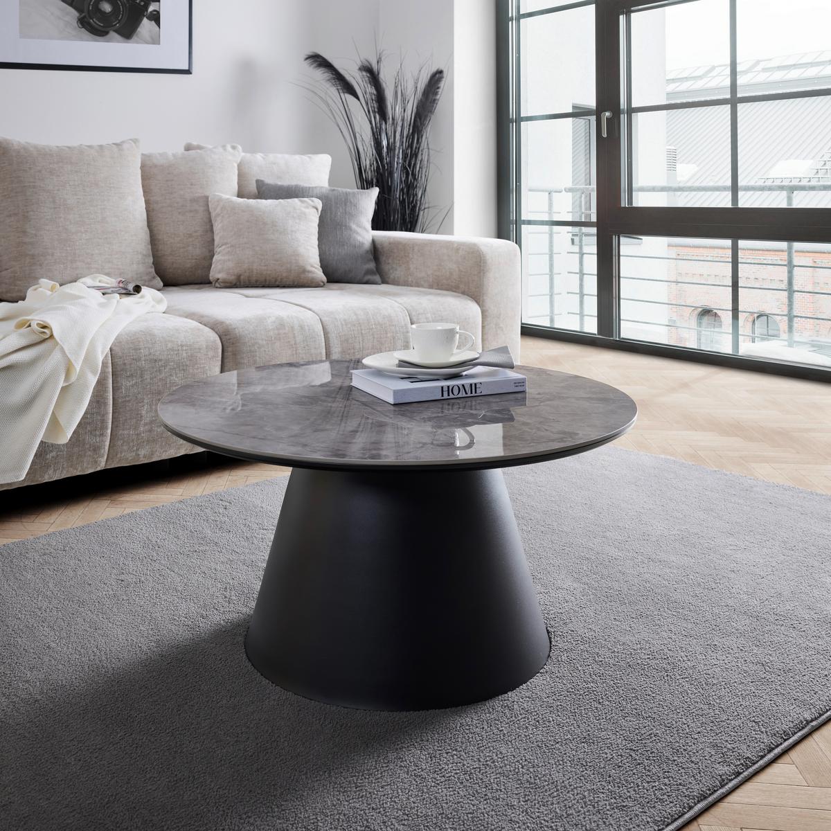Couchtisch Axel Grau/Schwarz - Schwarz/Grau, Design, Keramik/Holzwerkstoff (80/80/40cm) - Mömax