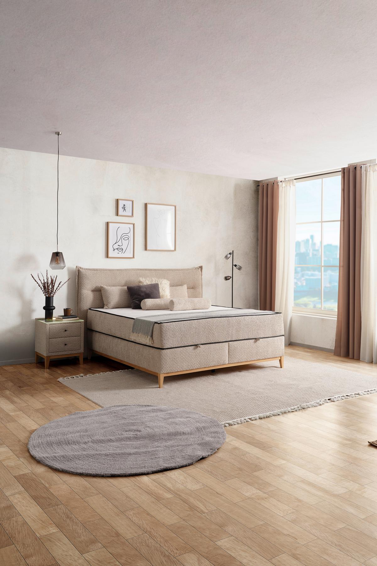 Box Krevet Smile - krem, Konvencionalno, drvni materijal/drvo (180/200cm) - Premium Living