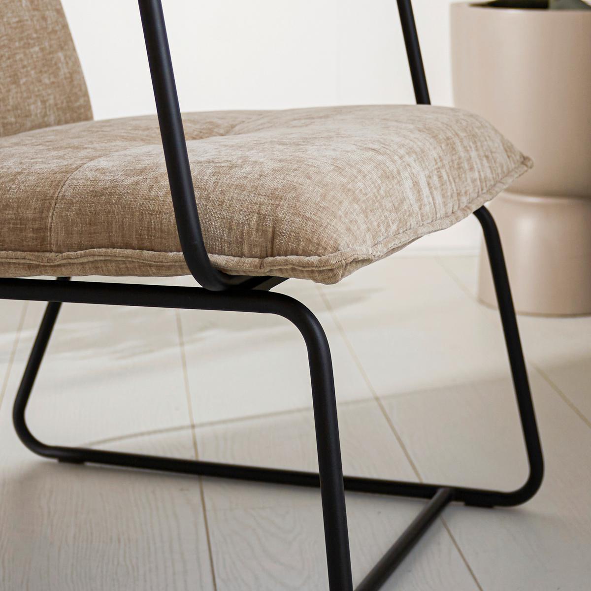 Naslanjač Bilbao, Bež - črna/bež, Moderno, kovina/tekstil (65/80/68cm) - MID.YOU