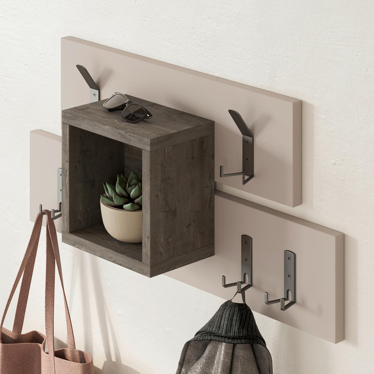 Wandgarderobe Lumina ca. 68x32x13 cm Mokka - Dunkelbraun/Mokka, Design, Holzwerkstoff/Metall (68/32/13cm) - Livetastic