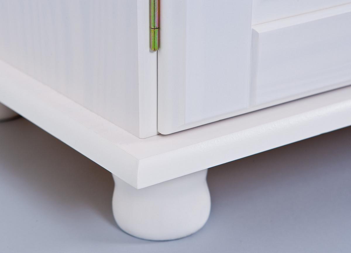 Kredenca Siena, Bela, Masiven Bor - bela, Trendi, les (130/198/43cm) - MID.YOU