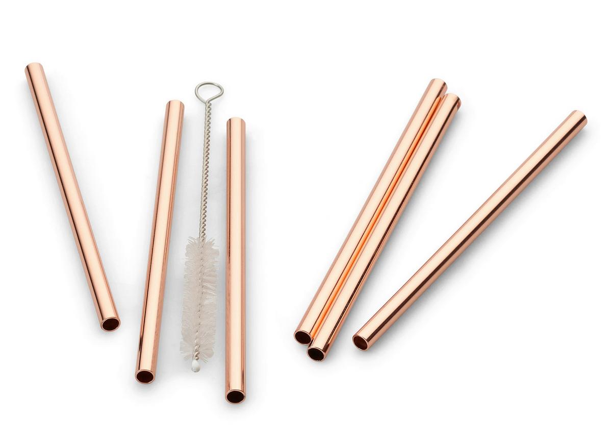 Set Slamic S Krtačko Straw, 6-Delni - zlate barve, Basics, kovina (12cm) - Echtwerk