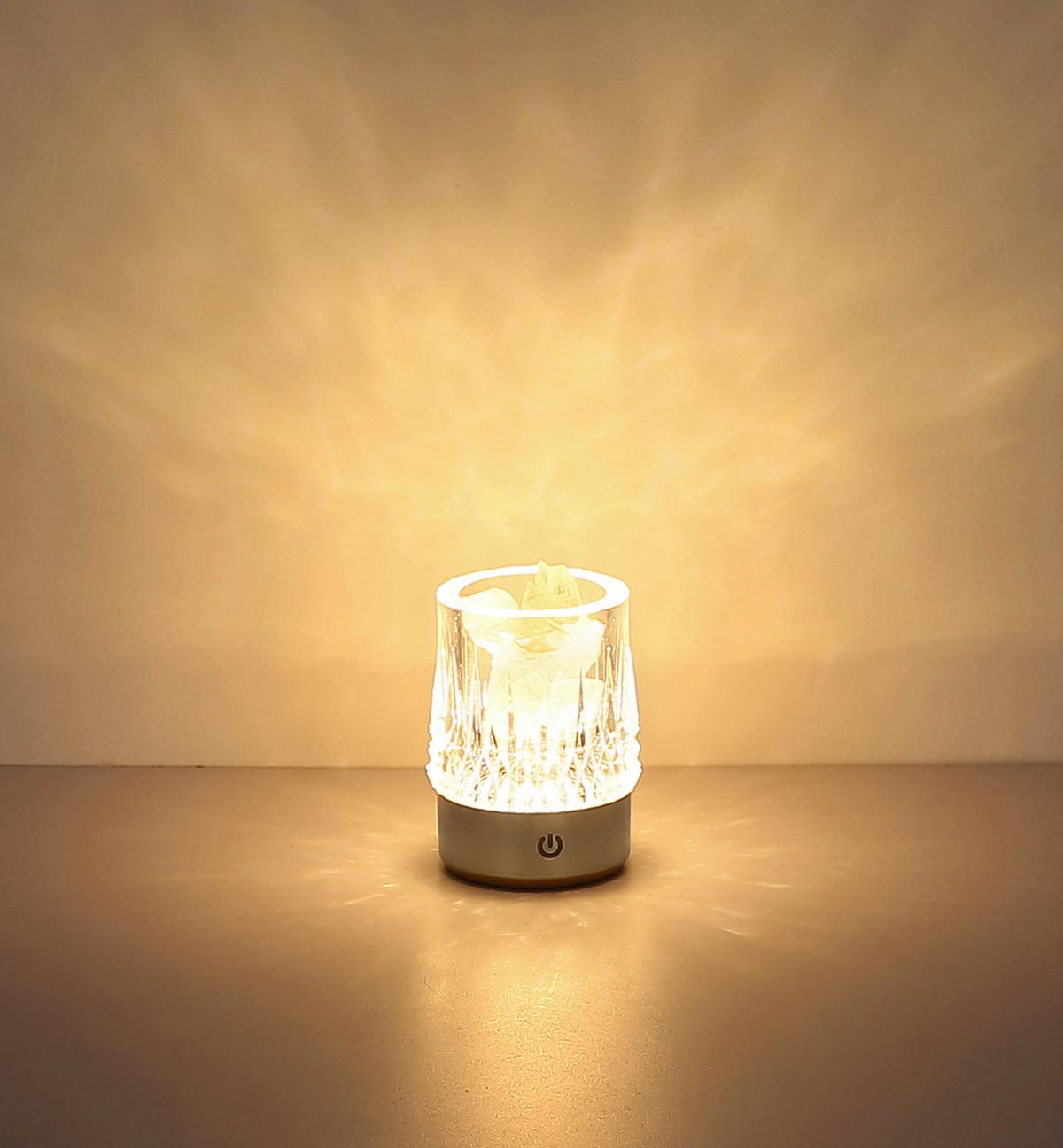 AKKU-TISCHLEUCHTE 21044S LIZZY - Weiss/Transparent, Basics, Kunststoff/Stein (7,8/10,5cm) - Globo