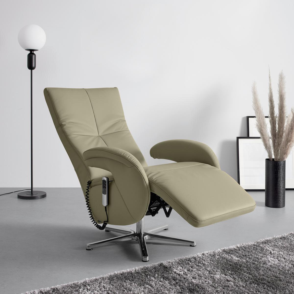 Relaxsessel Sitting 2 Grau - Chromfarben/Grau, MODERN, Leder (70/111/80cm) - Premium Living