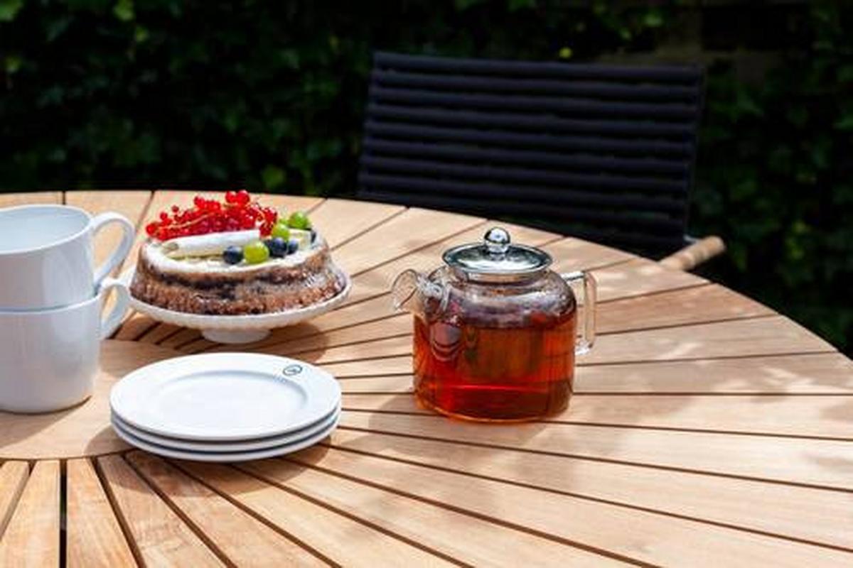 Stapelstuhl Mood Classic Anthrazit/Teakholz - Anthrazit/Schwarz, KONVENTIONELL, Holz/Kunststoff (60/84/56cm) - Gardenson