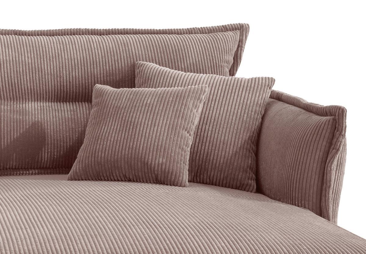 Wohnlandschaft Lava Rosa Cord - Schwarz/Rosa, MODERN, Textil/Metall (255/180cm) - Livetastic