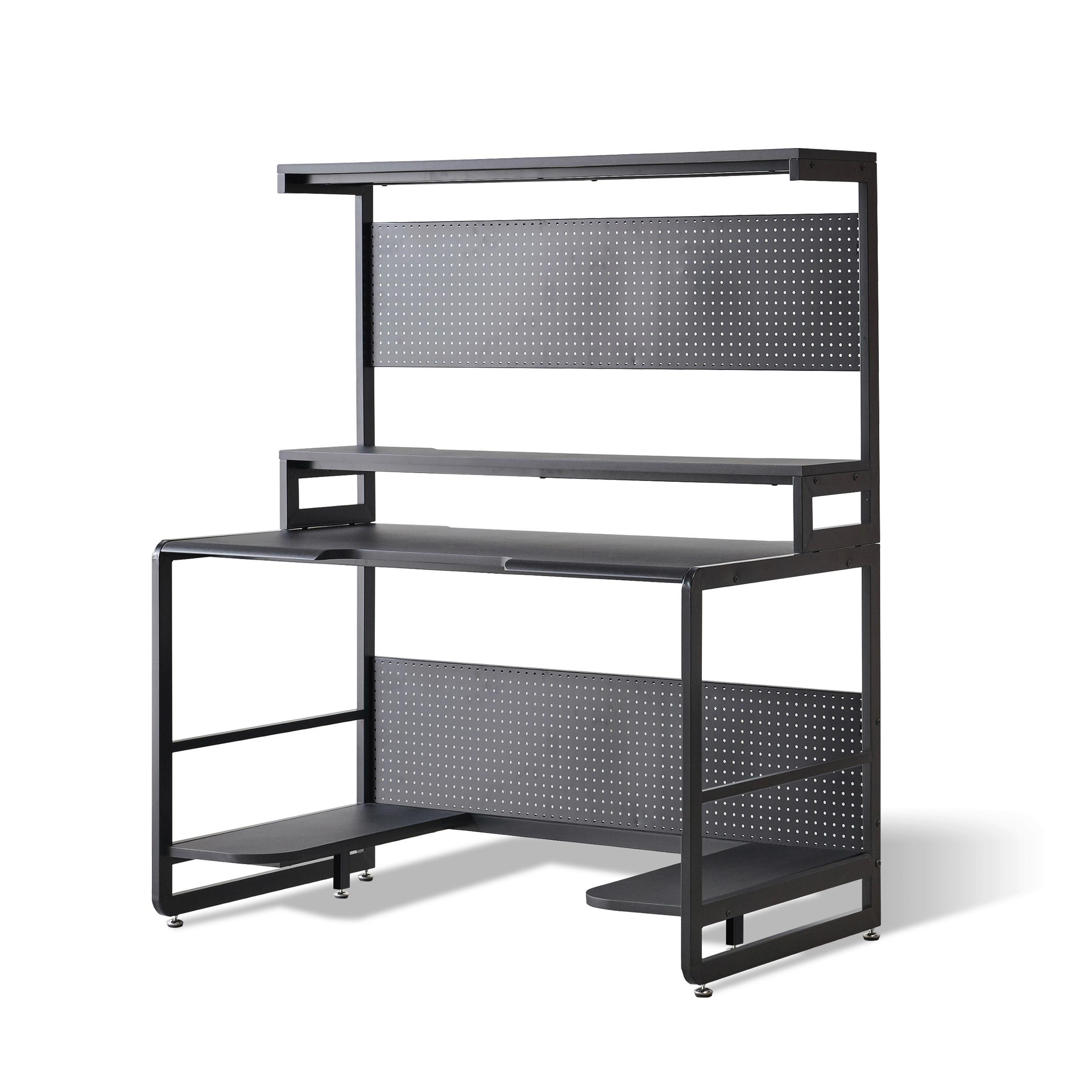 Schreibtisch Schwarz Stahl - Schwarz, Design, Holzwerkstoff/Metall (120/70/148cm) - Livetastic