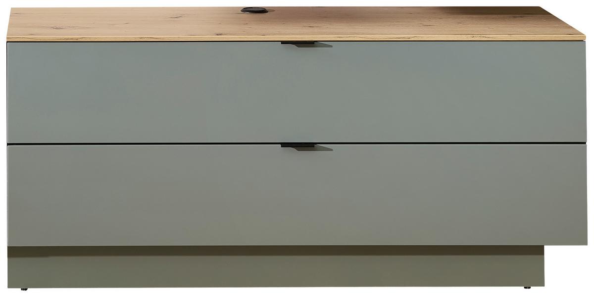 TV-Element Memphis Grün/Eiche Artisan - Schwarz/Eiche Artisan, MODERN, Holzwerkstoff/Metall (140/51/44cm) - Premium Living