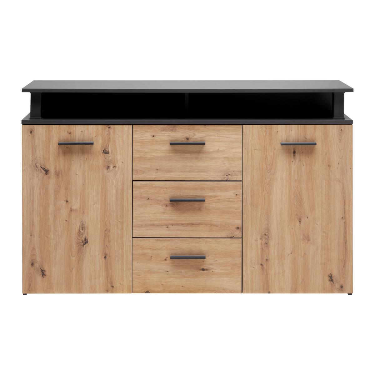 Sideboard Montana Anthrazit/Eiche Artisan - Anthrazit/Schwarz, MODERN, Holzwerkstoff/Kunststoff (140/90,6/38cm) - Mömax
