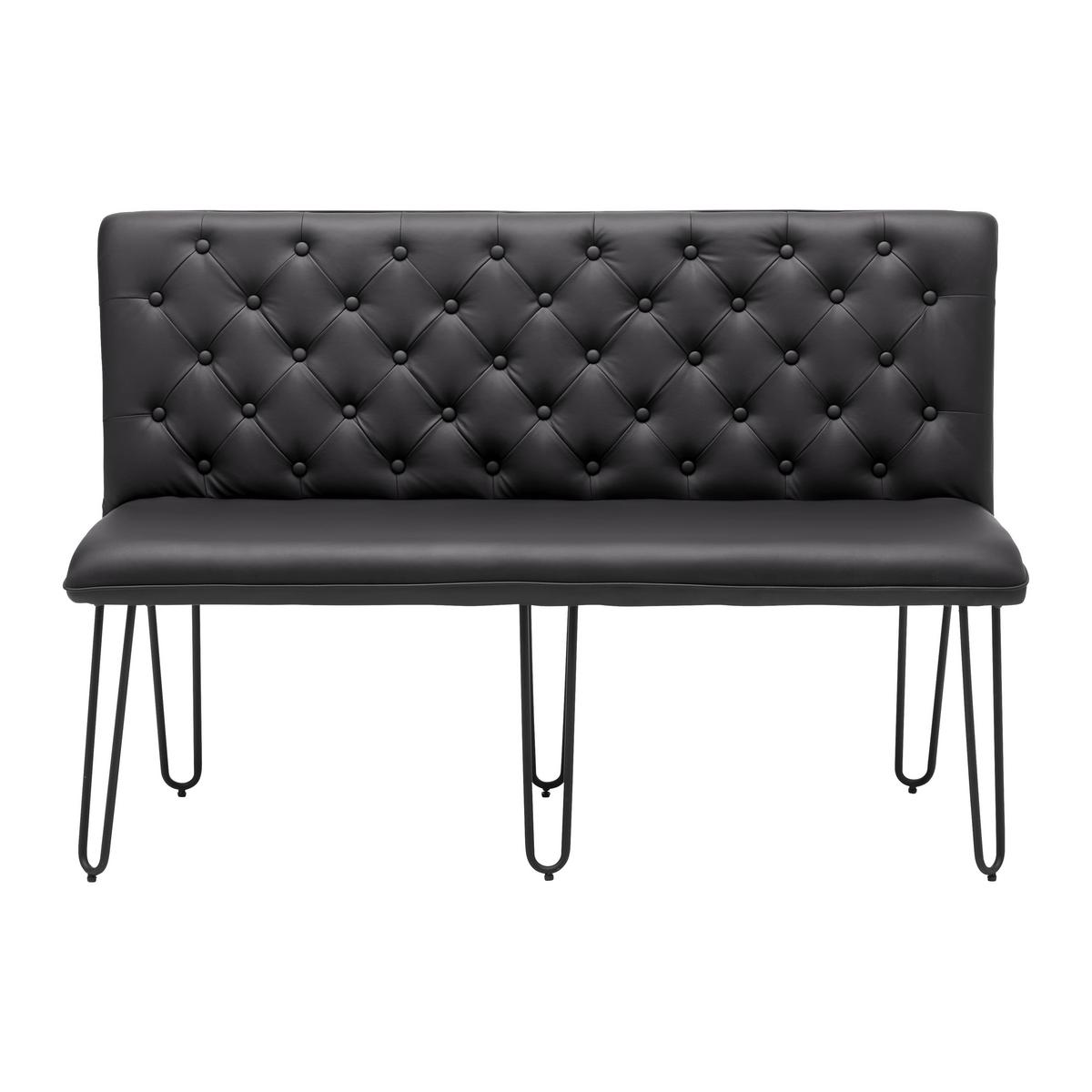 Sitzbank Ivie Schwarz Lederlook Gepolstert - Schwarz, MODERN, Holz/Textil (140/92/62cm) - Bessagi Home