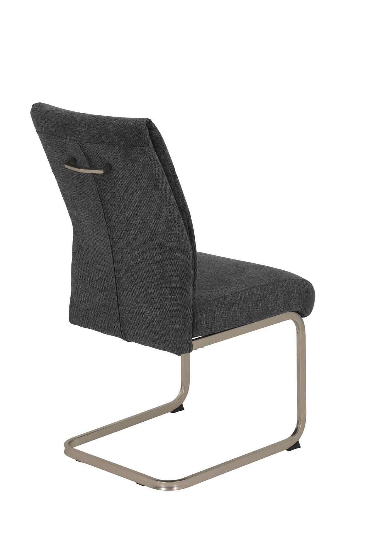 SCHWINGSTUHL-SET INES S 2ER-SET - Edelstahlfarben/Anthrazit, MODERN, Textil/Metall (50/99/66cm) - MID.YOU