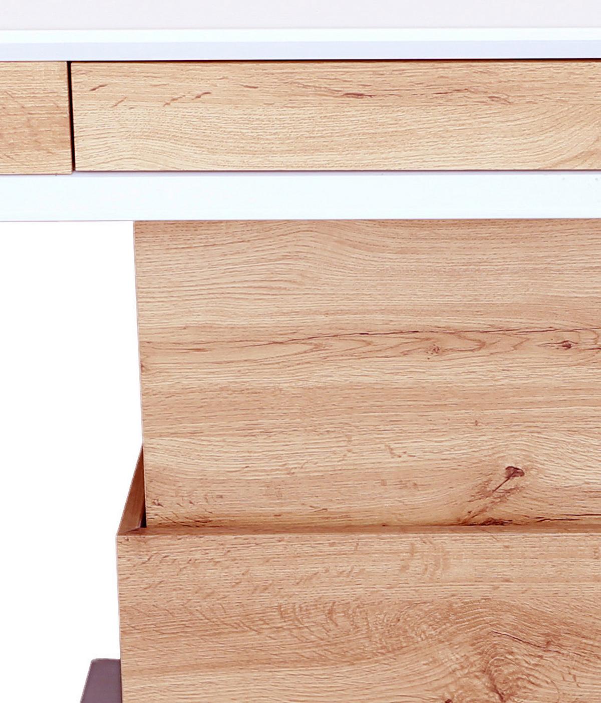 Klubska Miza Kopenhagen, Hrast, Bela, Nastavljiva - barve nerjavečega jekla/barve hrasta, Moderno, kovina/leseni material (130/49-78/70cm)