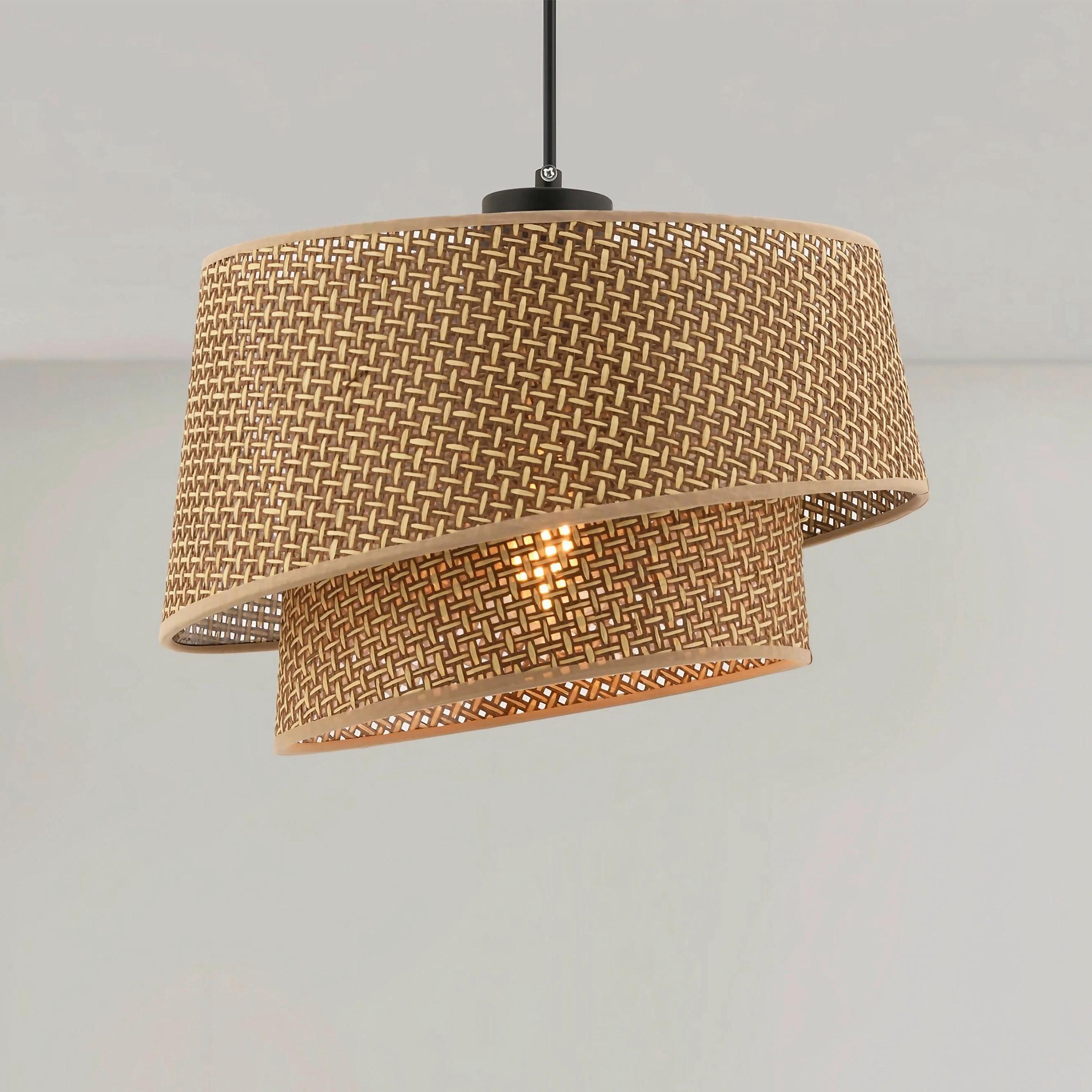LAMPA WISZĄCA BARETTE HAZERAN - BEIGE - beżowy, Design, metal/tkanina (32/65cm) - P & B