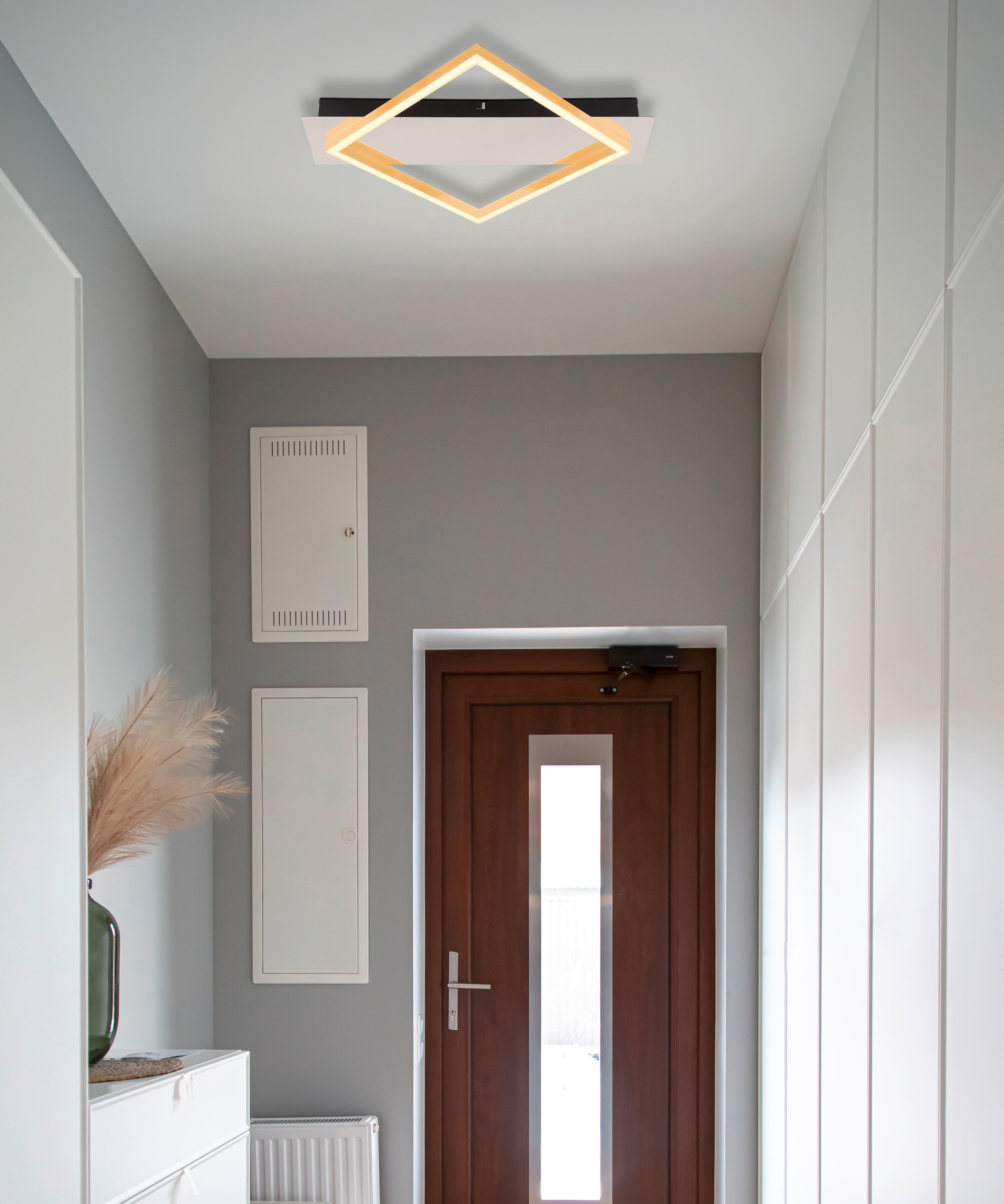 LED-DECKENLEUCHTE 67847-12 - Goldfarben/Opal, Design, Kunststoff/Metall (39,5/35/5cm) - Globo