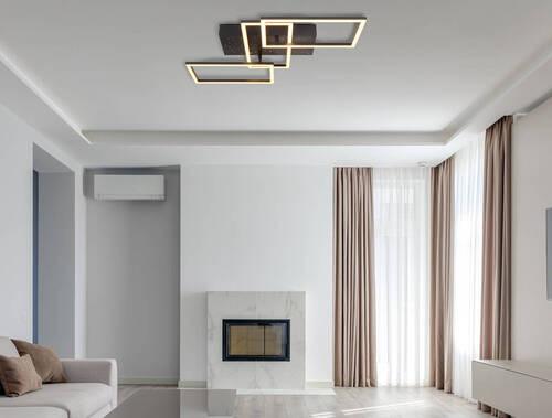 LED-Deckenleuchte Terrxa Opal/Schwarz max. 40 Watt - Opal/Schwarz, Design, Kunststoff/Metall (59/40,5/9,7cm) - Globo
