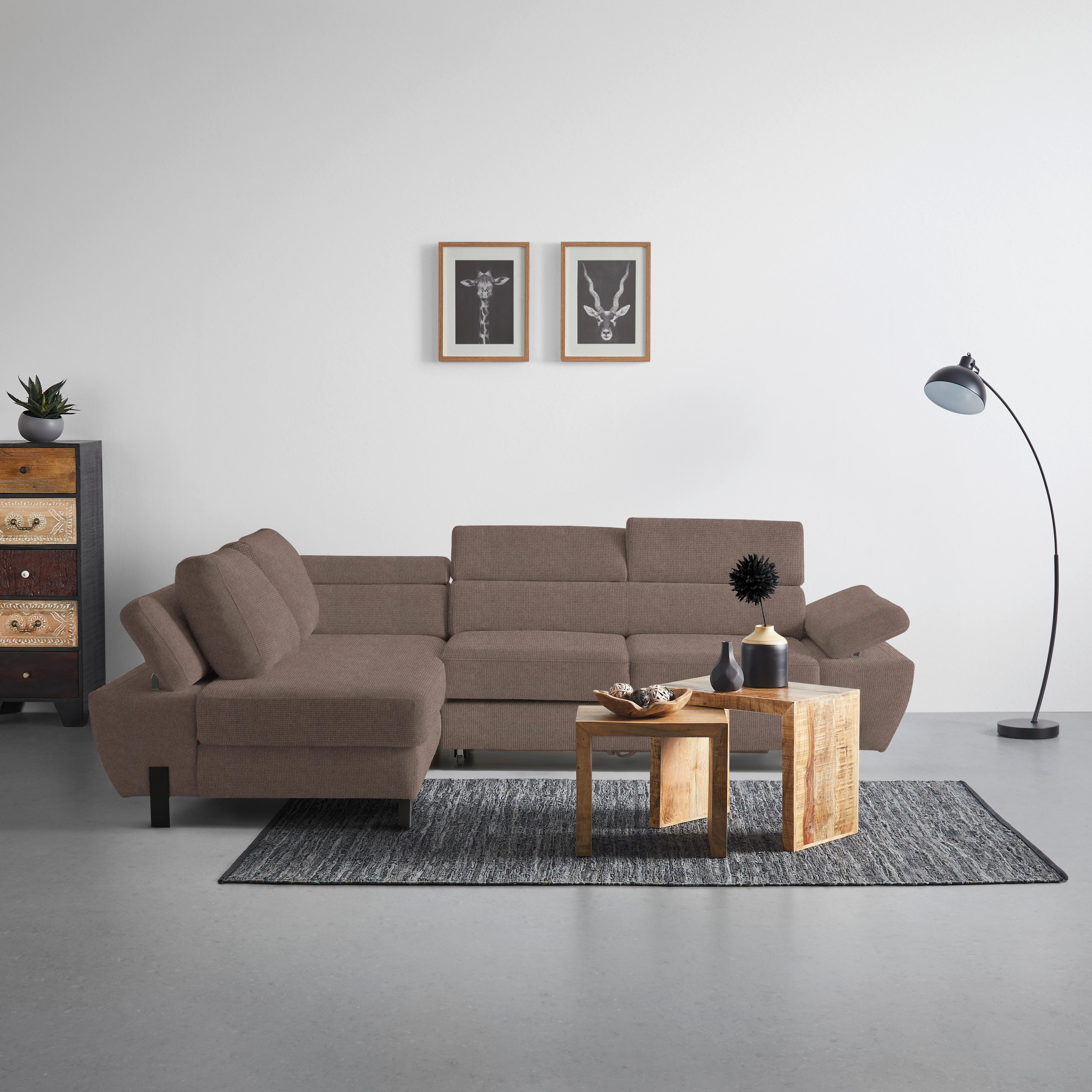 Ecksofa Molina Mini Taupe - Taupe/Schwarz, MODERN, Textil/Metall (189/277cm) - Mömax