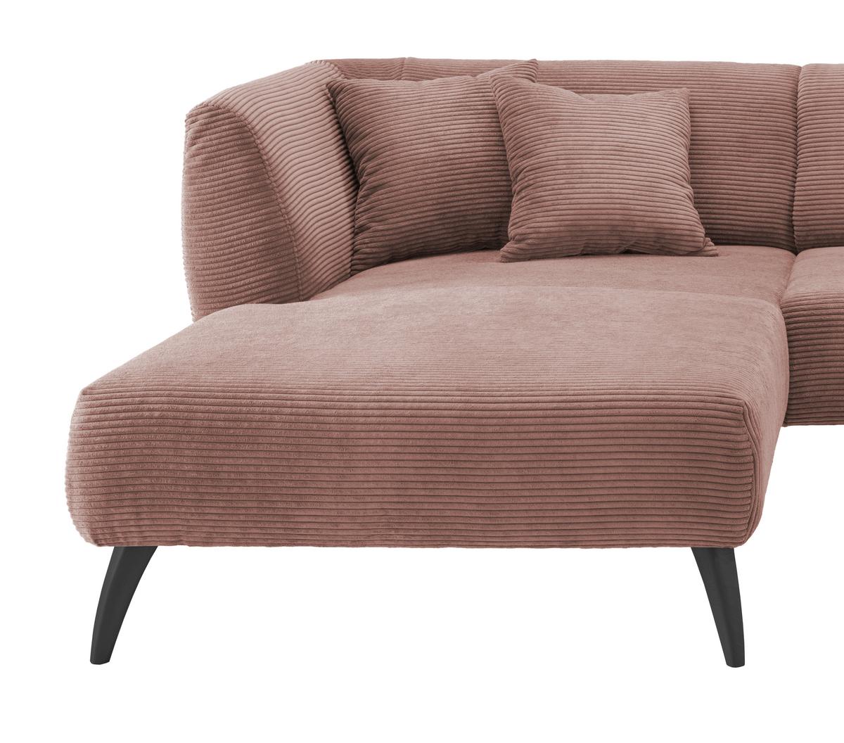 Wohnlandschaft Colori Rosa Cord - Schwarz/Rosa, MODERN, Holz/Textil (160/264cm) - MID.YOU