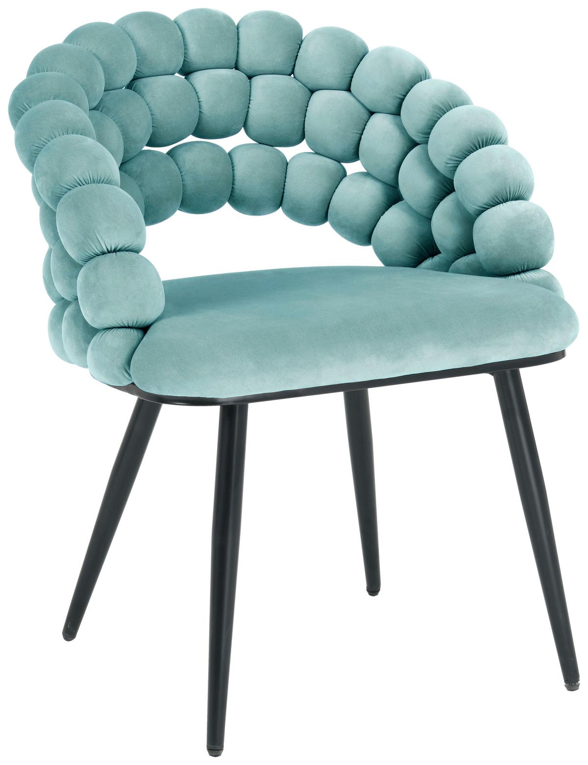 KRZESŁO Z PODŁOKIETNIKAMI BUBBLES - czarny/jadeitowa zieleń, Design, metal/tkanina (58/80cm) - Novel