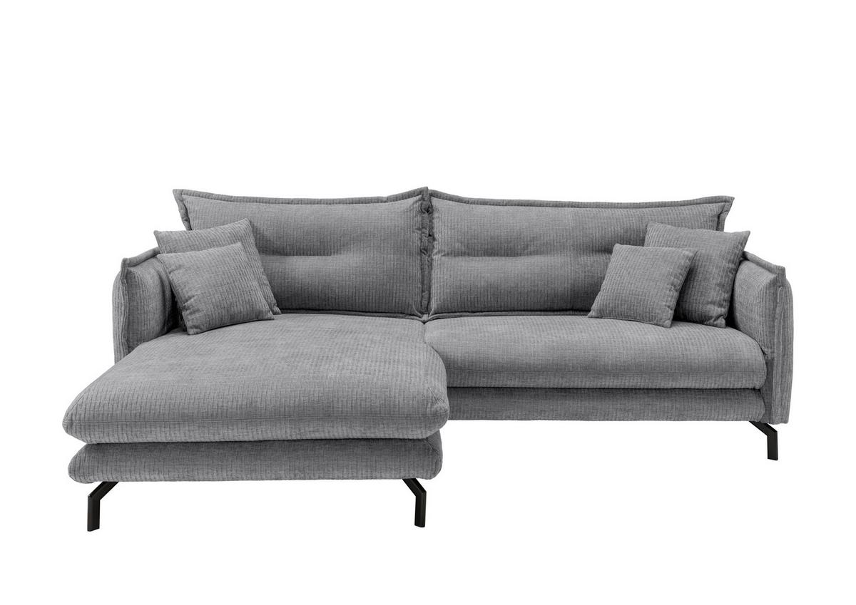 ECKSOFA LAVA - Schwarz/Grau, Design, Textil/Metall (180/255cm) - Livetastic