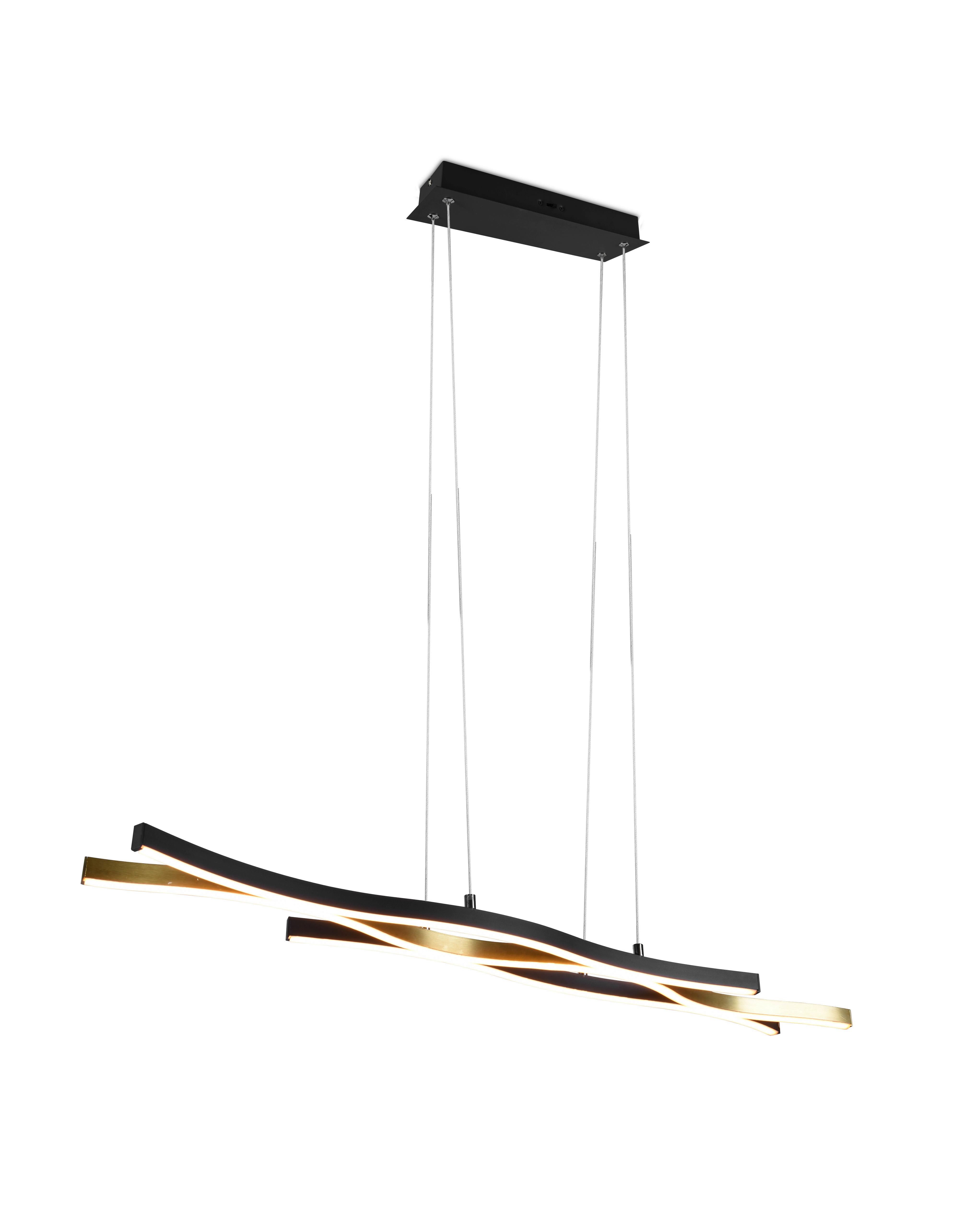 LED-Hängeleuchte Blaze Messingfarben max. 35 Watt - Messingfarben/Schwarz, Design, Metall (107,5/15,5/150cm) - Trio Leuchten