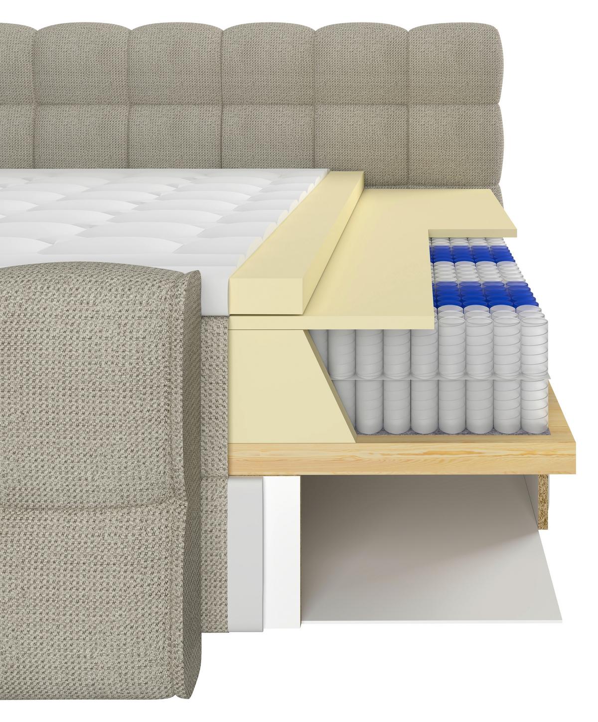 Boxspring Krevet Brisbane - crna/boje šampanjca, Trend, drvni materijal/drvo (120/200cm) - Premium Living