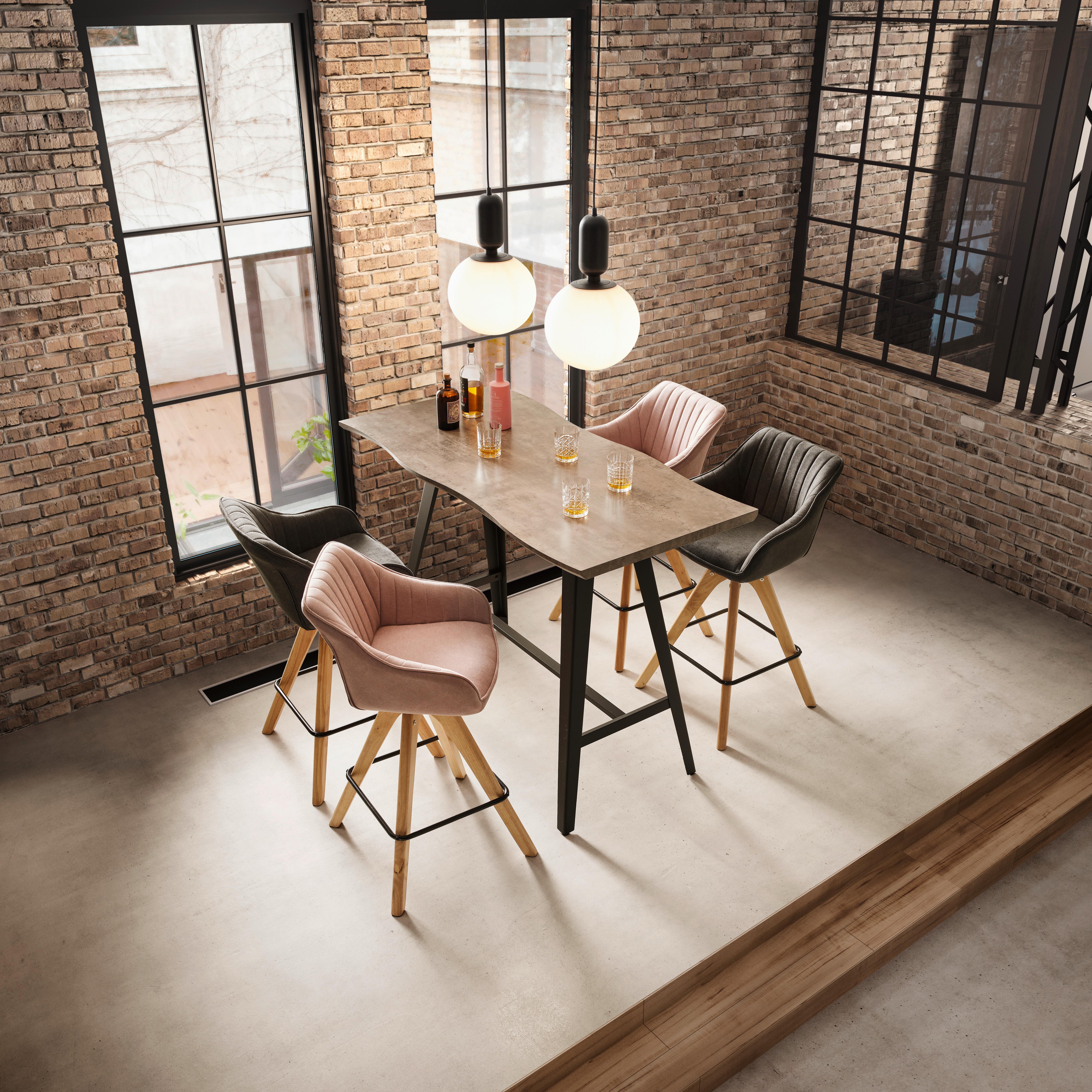 Barhocker Leonie Dunkelgrau Webstoff Drehbar Gepolstert - Dunkelgrau/Eichefarben, MODERN, Holz/Textil (55/106/56cm) - Bessagi Home