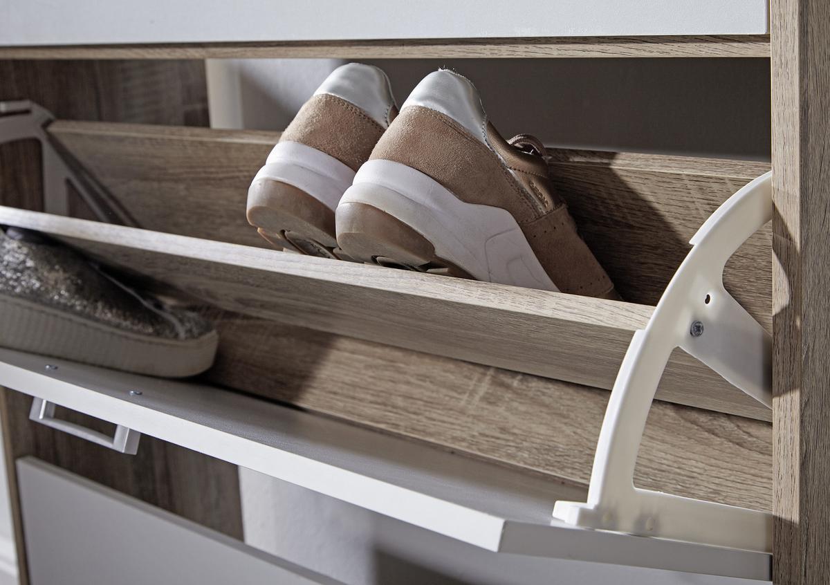 Schuhkipper "WL1.794", weiss/braun - Silberfarben/Weiß, KONVENTIONELL, Holzwerkstoff/Kunststoff (80/95/24cm) - MID.YOU